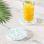 Dessous De Verre En Grès Illustration de l'aquarelle du coquillage de sable<br><div class="desc">Installez une ambiance côtière et Apportez le sentiment de l'océan dans votre décor maison avec notre magnifique dessous de verre de sable dollar. Le design présente notre illustration originale aquarelle couleur bleu aqua clair couleur bleu sable. Parfait pour les amateurs d'océan et de plage.</div>