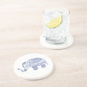 Dessous De Verre En Grès Illustration de l'éléphant floral bleu (Côté)