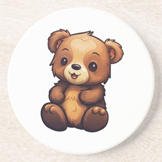 Dessous De Verre En Grès Illustration de l'ours de dessin (Devant)