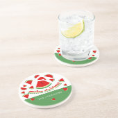 Dessous De Verre En Grès Illustration de Noël joyeuse avec melon mignon (Côté)