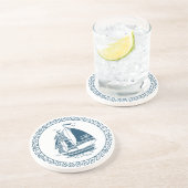 Dessous De Verre En Grès Illustration de voilier bleu marine (Côté)