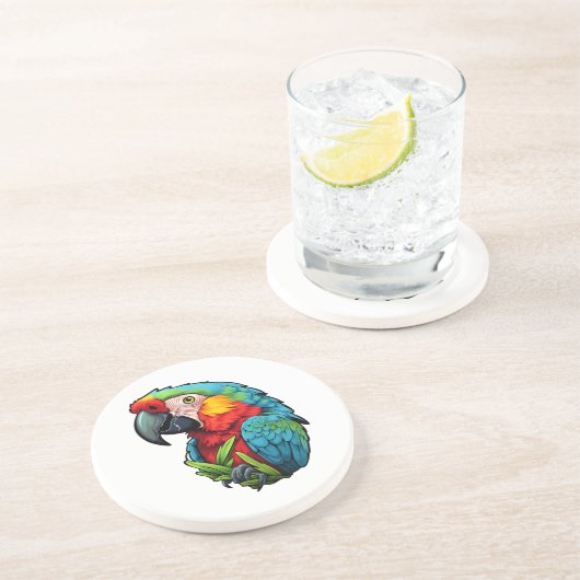 Dessous De Verre En Grès Illustration du perroquet de dessin (Côté)