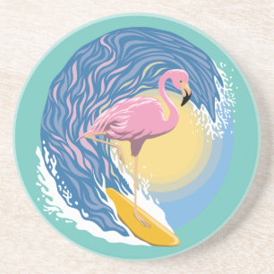 Dessous De Verre En Grès Illustration graphique du Flamant rose de navigati