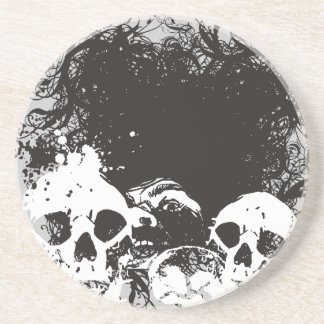 Dessous De Verre En Grès Illustration grunge noire et blanche de crânes