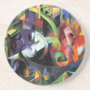 Dessous De Verre En Grès Image avec du bétail par Franz Marc, Art Vintage