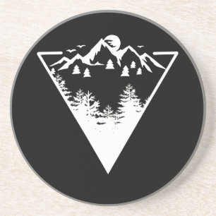 Dessous De Verre En Grès Image de cadre triangle avec paysage sauvage