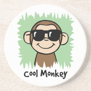 Dessous De Verre En Grès Image de dessin animé de singe cool avec des lunet