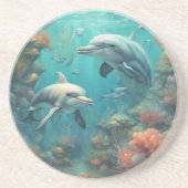 Dessous De Verre En Grès Imaginaire dauphin 7 (Devant)