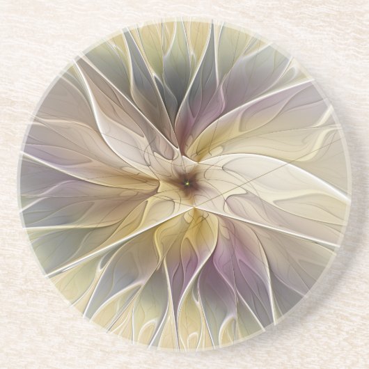 Dessous De Verre En Grès Imaginaire Floral Gold Eggplant Art Fractal Abstra (Devant)
