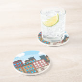 Dessous De Verre En Grès Immeubles en grès brun (Côté)