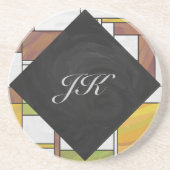 Dessous De Verre En Grès Impression Brown jaune vert (Devant)