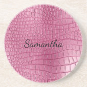 Dessous De Verre En Grès Impression d'animal en faux alligator rose (Devant)