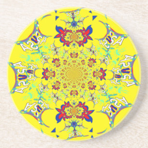 Dessous De Verre En Grès Impression d'art de design damassé floral coloré b