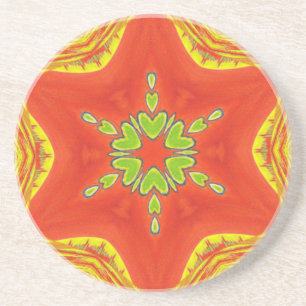 Dessous De Verre En Grès Impression d'art de mandala rouge or vert