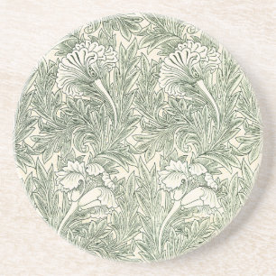 Dessous De Verre En Grès Impression d'art floral Tulipe verte de William Mo