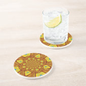 Dessous De Verre En Grès Impression d'art Kaleidoscope d'or (Côté)