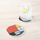 Dessous De Verre En Grès Impression de composition de Piet Mondrian rouge j (Côté)