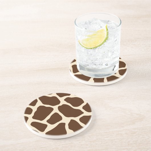 Dessous De Verre En Grès Impression de girafe Brown crème (Côté)