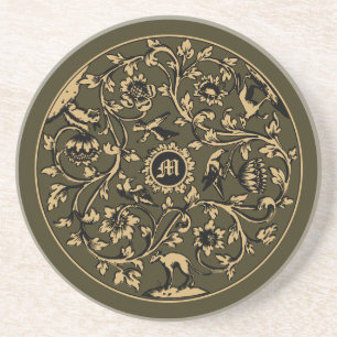 Dessous De Verre En Grès Impression de monogramme floral baroque rococo ois