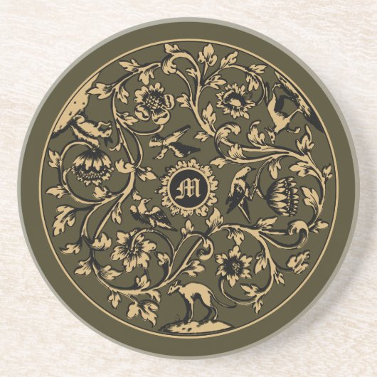 Dessous De Verre En Grès Impression de monogramme floral baroque rococo ois (Devant)