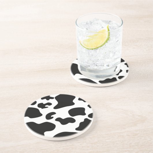 Dessous De Verre En Grès Impression de vache noire et blanche (Côté)