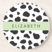 Dessous De Verre En Grès Impression De Vache, Spots De Vache, Noir Et Blanc (Devant)
