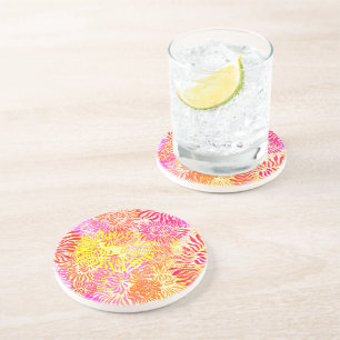 Dessous De Verre En Grès Impression Fleur couleur vive