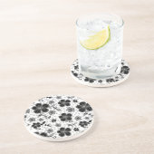 Dessous De Verre En Grès Impression florale noire et blanche (Côté)