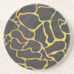 Dessous De Verre En Grès Impression Giraffe noir et jaune
