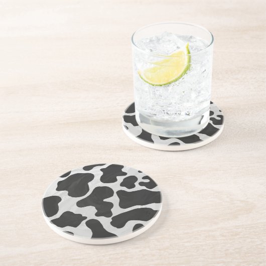 Dessous De Verre En Grès Impression noire et blanche de vache (Côté)