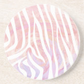 Dessous De Verre En Grès Impression rose et blanc Zebra (Devant)