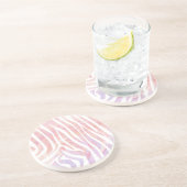 Dessous De Verre En Grès Impression rose et blanc Zebra (Côté)