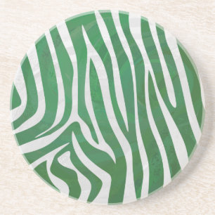 Dessous De Verre En Grès Impression verte et blanche Zebra