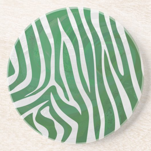 Dessous De Verre En Grès Impression verte et blanche Zebra (Devant)
