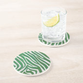 Dessous De Verre En Grès Impression verte et blanche Zebra (Côté)