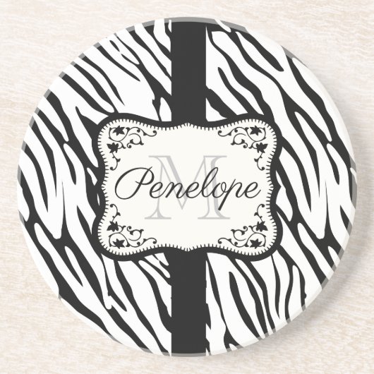 Dessous De Verre En Grès Impression Zebra (Devant)