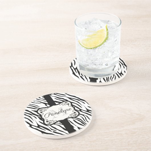 Dessous De Verre En Grès Impression Zebra (Côté)