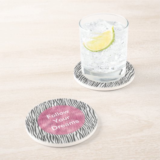 Dessous De Verre En Grès Impression Zebra en argent noir (Côté)