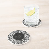 Dessous De Verre En Grès Impression zèbre noir et blanc (Côté)