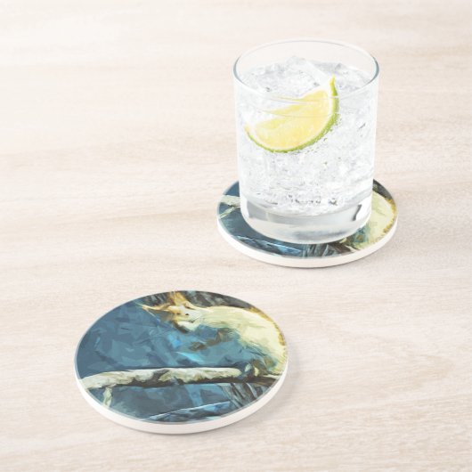 Dessous De Verre En Grès Impressionnisme Abstrait de l'écureuil rouge améri (Côté)