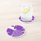 Dessous De Verre En Grès Imprimante d'art bleu rétro Cyan Kaleidoscope (Côté)