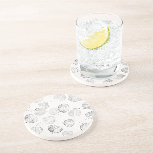 Dessous De Verre En Grès Imprimantes feuille Aspen Design © Sandy Long (Côté)