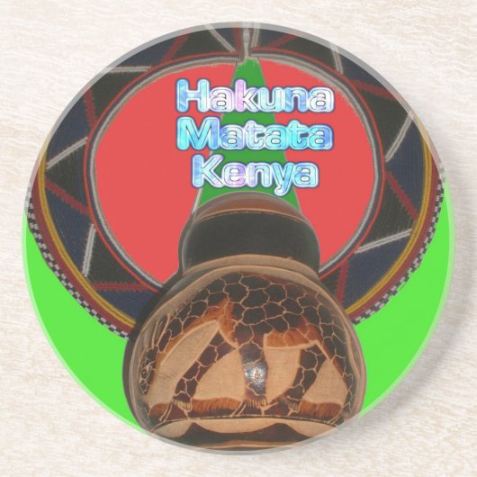 Dessous De Verre En Grès Imprimer Hakuna Matata Kenya Art (Devant)