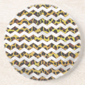 Dessous De Verre En Grès Imprimerie Leopard Brown et jaune Cevron (Devant)