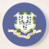Dessous De Verre En Grès Indicateur d'état Connecticut (Devant)