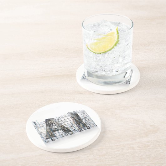 Dessous De Verre En Grès Industrial Letterform Architecture Art (Côté)