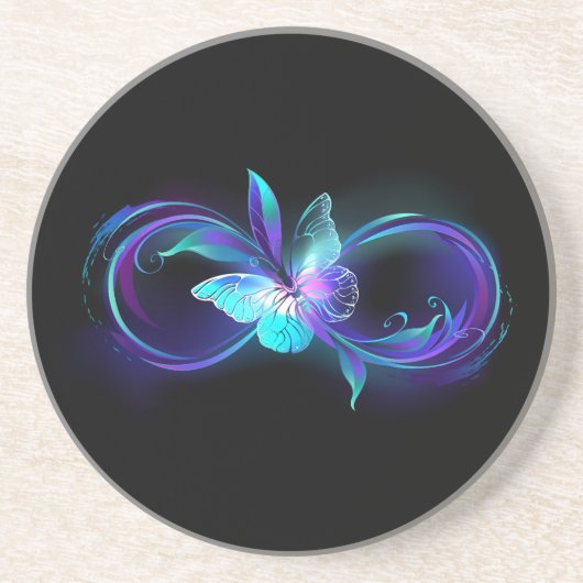 Dessous De Verre En Grès Infinité brillante avec papillon magique (Devant)