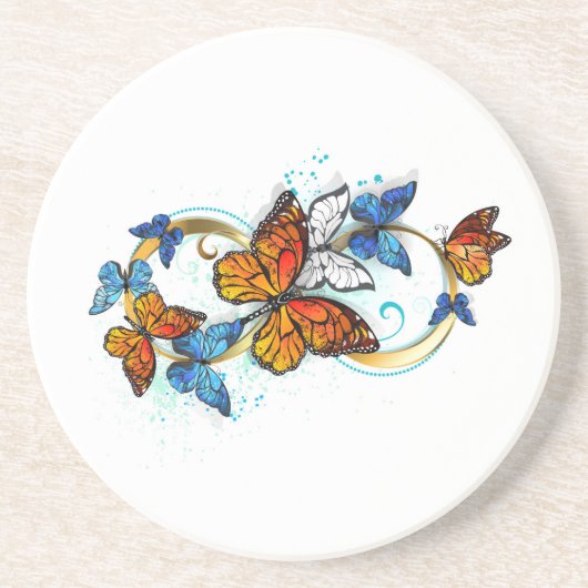 Dessous De Verre En Grès Infinité de papillons monarques (Devant)