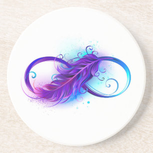 Dessous De Verre En Grès Infinity with purple feather