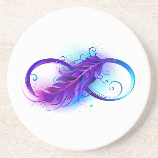 Dessous De Verre En Grès Infinity with purple feather (Devant)